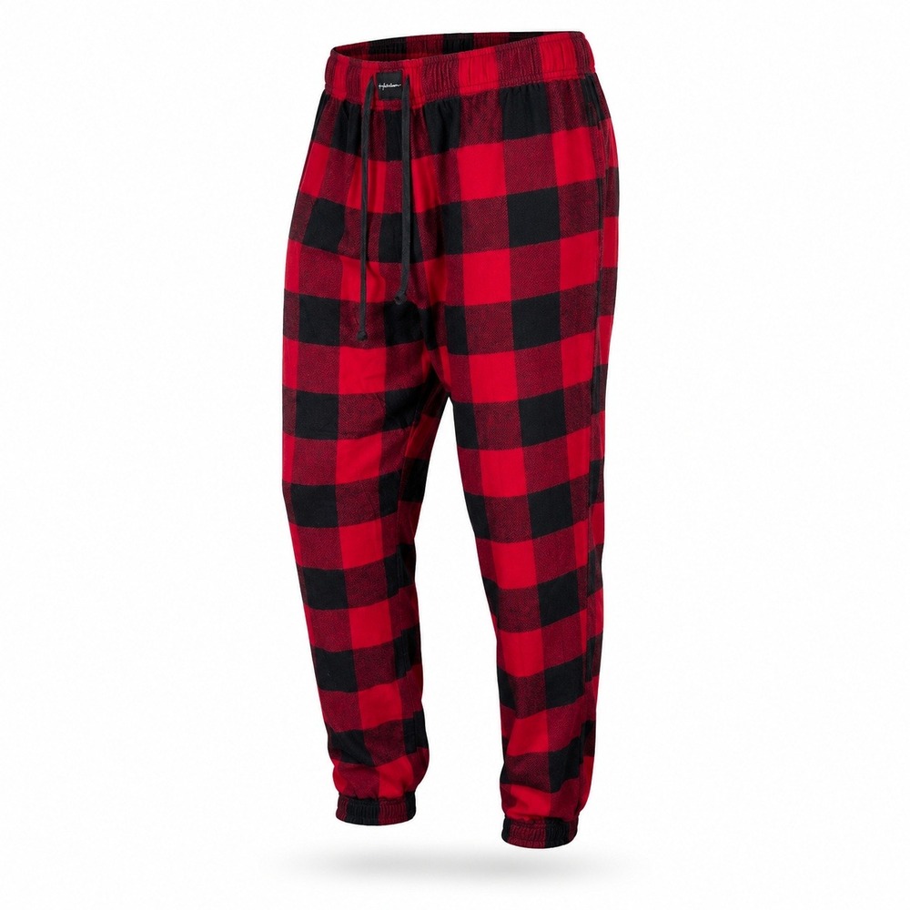Hollister Sleep Pants Mens Large Red Black Plaid Jogger Lounge Pajama‎